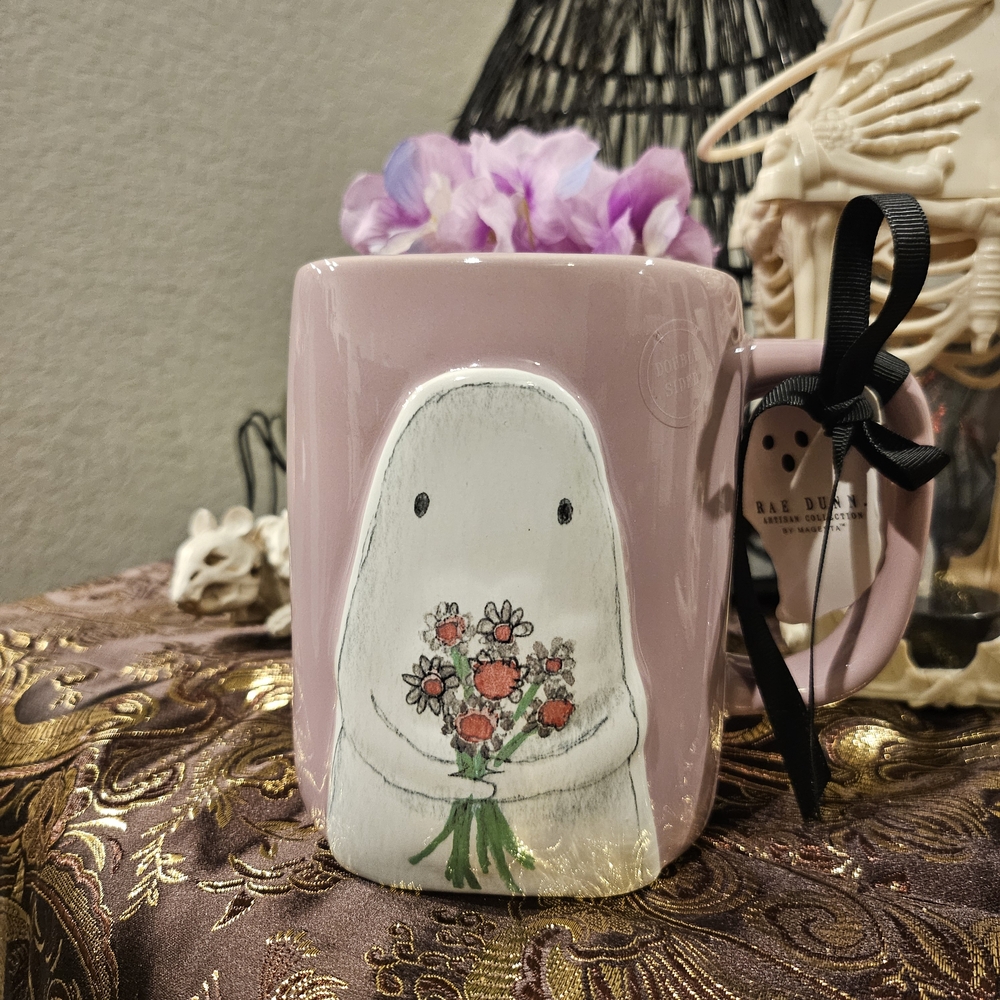 Rae Dunn "Hey Boo" Ghost Mug NWT - Artisan Collection by Magenta Pink Halloween